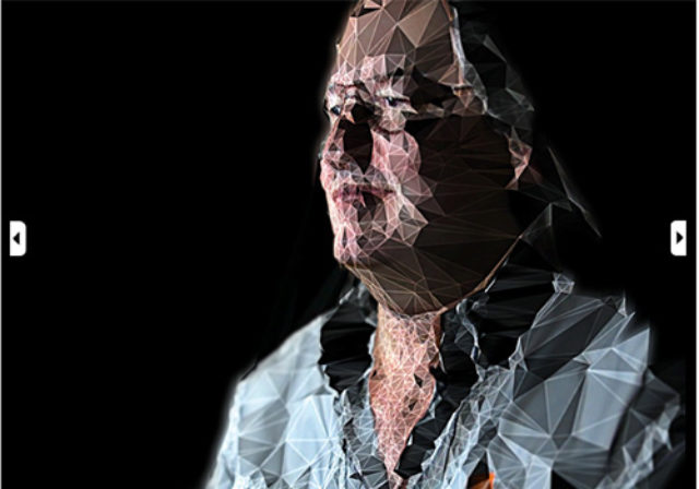 Bruce Sterling filtered through triangulated mesh portrait